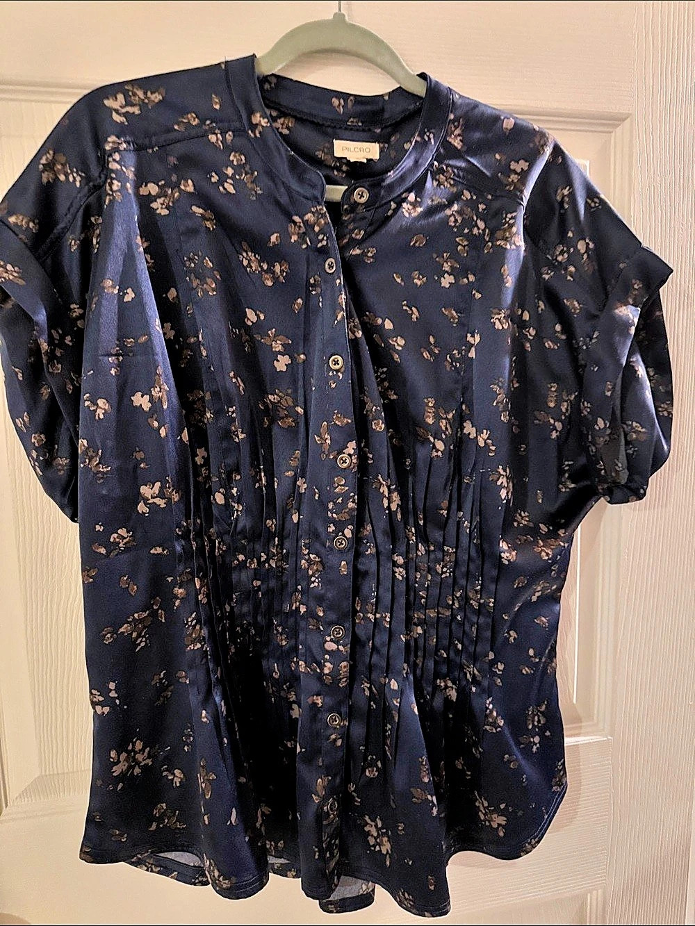Pilcro Floral Blouse in Blue & Brown Size XL Like New